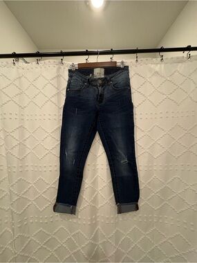 One Teaspoon Dark Indigo Cuffed Ankle Jeans